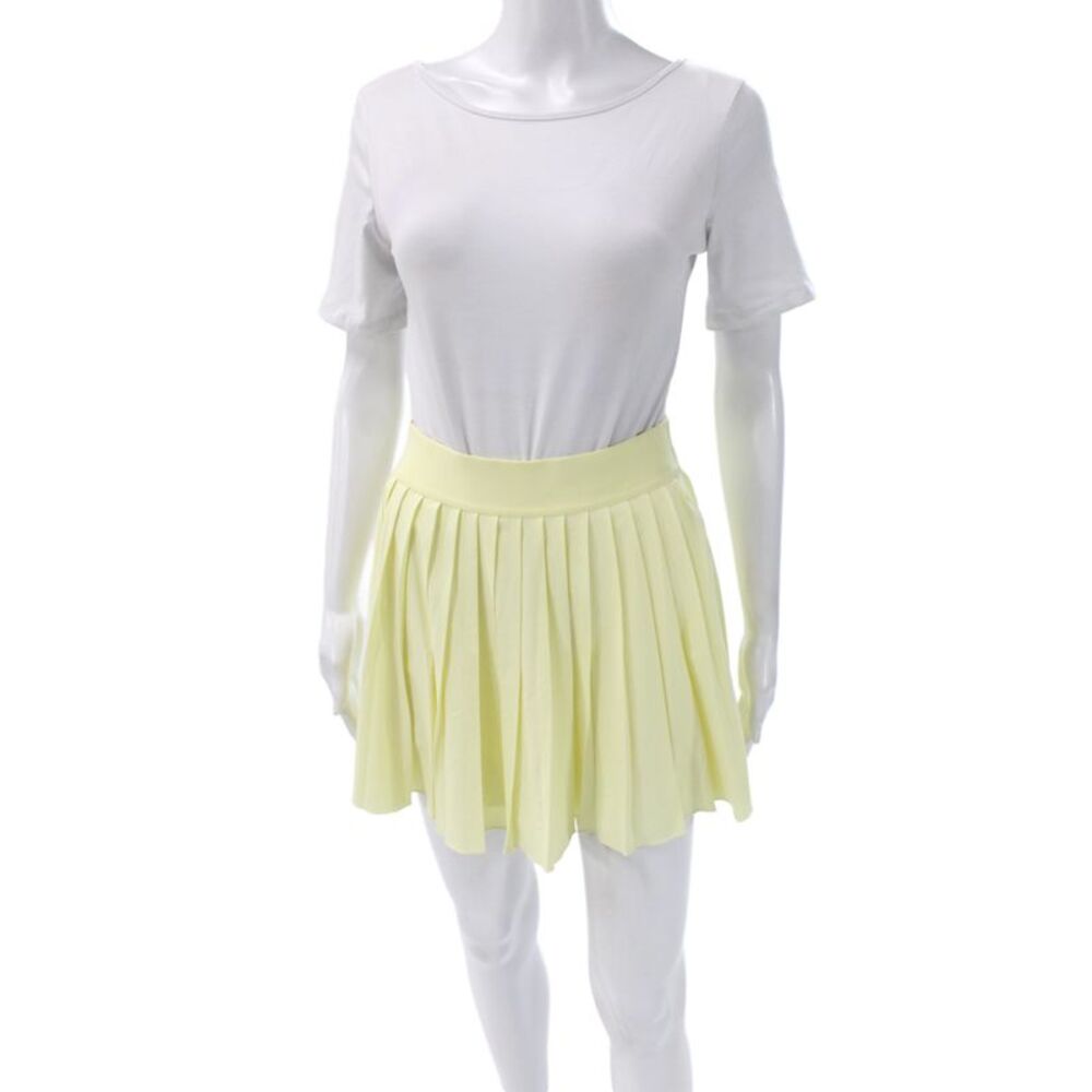TNA Womens Mini Pleated Skater Skirt Yellow Size S